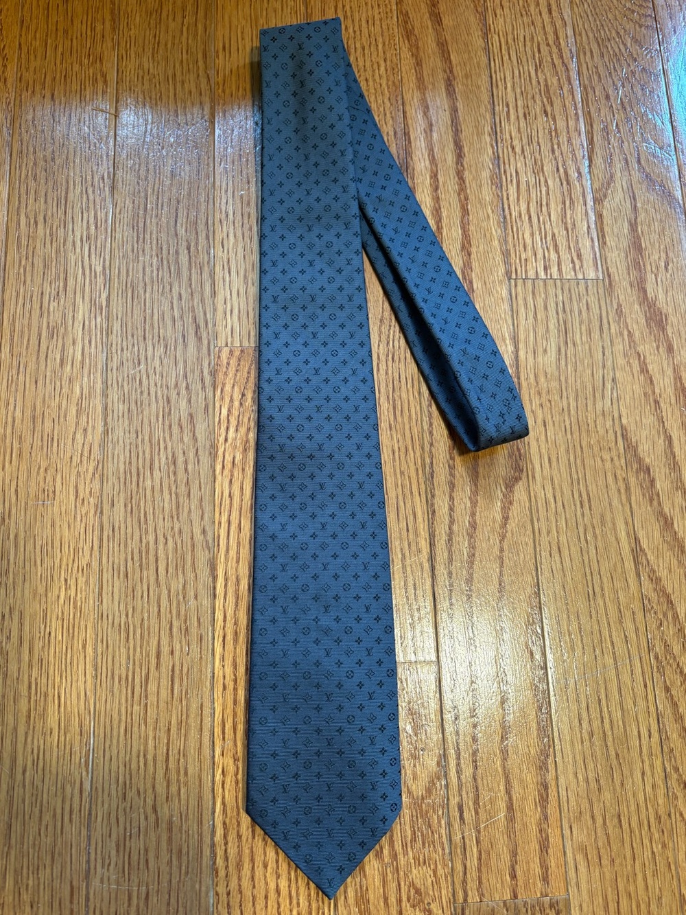 Louis Vuitton Black Tonal LV Monogram Pattern Tie